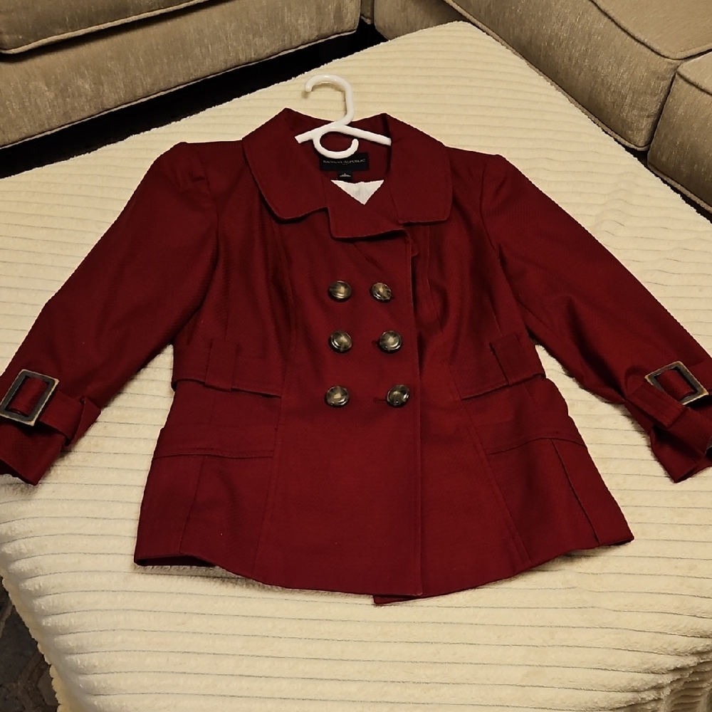 Banana Republic Burgundy Double-Breasted Jacket. Size 2.